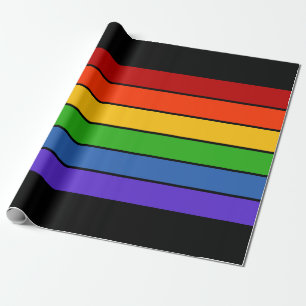 Zwarte regenboogstrips cadeaupapier