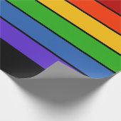 Zwarte regenboogstrips cadeaupapier (Hoek)