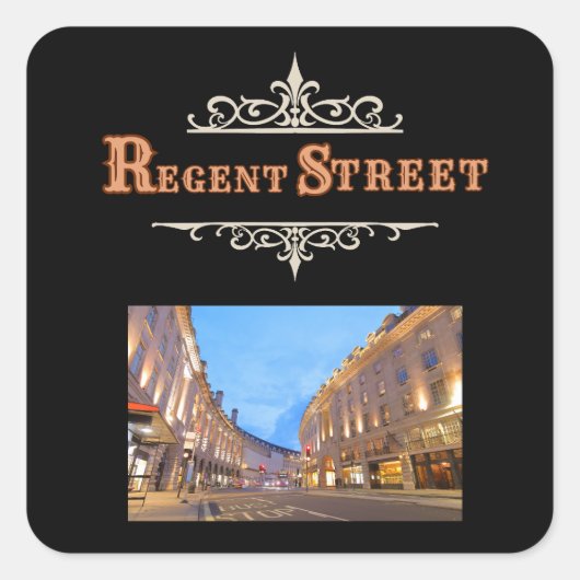 Zwarte Regent Street Sticker (Voorkant)