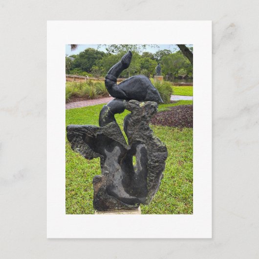 Zwarte Reigersculptuur Briefkaart (Voorkant)