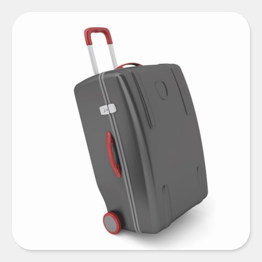 Zwarte reistas vierkante sticker (Voorkant)