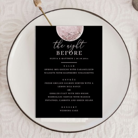 Zwarte repetitie diner | Zachte roze blush moon Menu