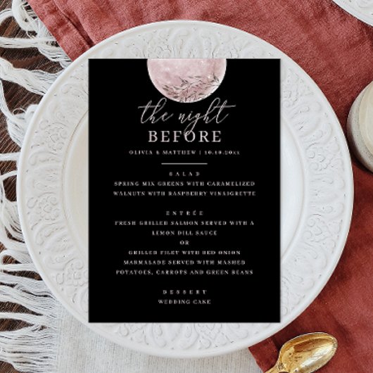 Zwarte repetitie diner | Zachte roze blush moon Menu