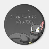 Zwarte reptiel kat 1 magneet (Voorkant)