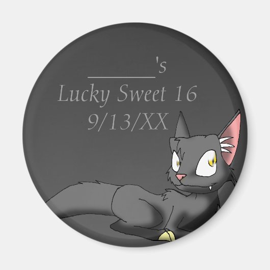 Zwarte reptiel kat 1 magneet (Voorkant)