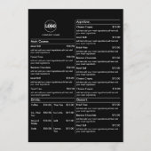 Zwarte Restaurant Tafel Menukaarten Plat Menu (Voorkant)