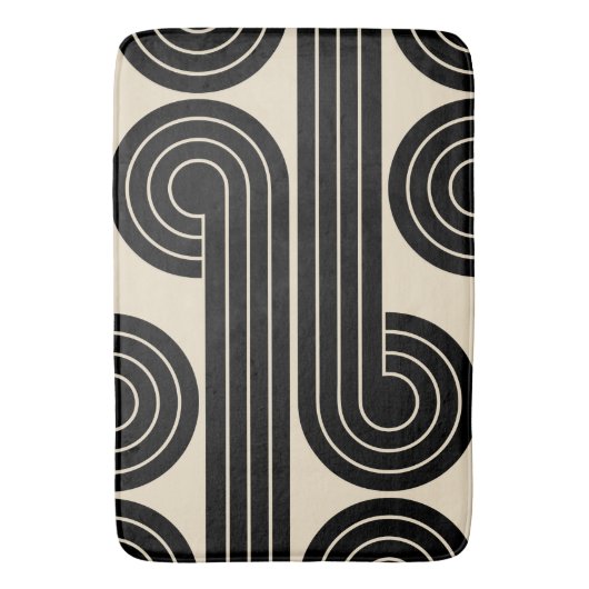 zwarte retro Abstracte lijnen Badmat (Voorkant Verticaal)