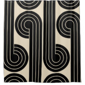 zwarte retro Abstracte lijnen Douchegordijn (Voorkant)