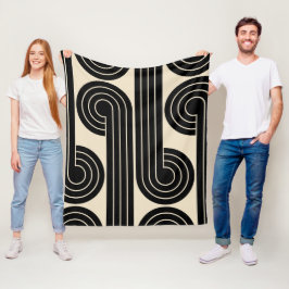 zwarte retro Abstracte lijnen Fleece Deken