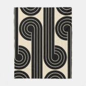 zwarte retro Abstracte lijnen Fleece Deken (Voorkant)