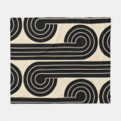 zwarte retro Abstracte lijnen Fleece Deken (Voorkant (Horizontaal))