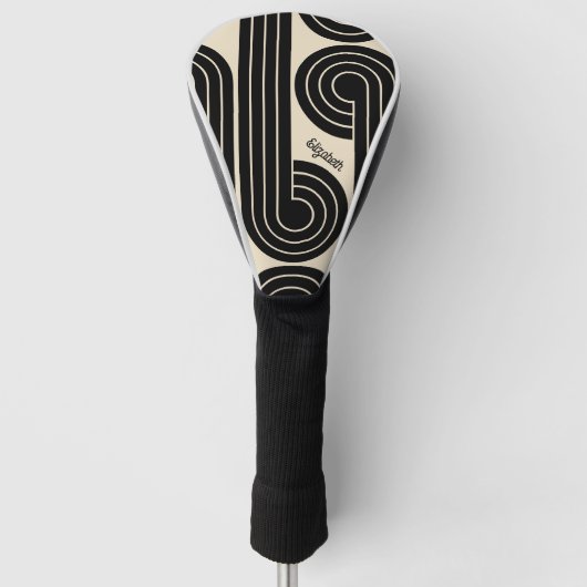 zwarte retro Abstracte lijnen Golfheadcover (Voorkant)
