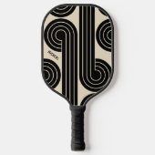 zwarte retro Abstracte lijnen Pickleball Paddle (Voorkant)