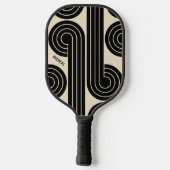 zwarte retro Abstracte lijnen Pickleball Paddle (Achterkant)