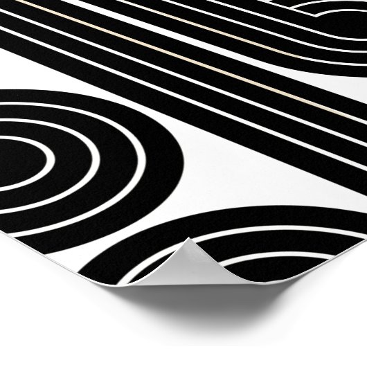 zwarte retro Abstracte lijnen Poster (Hoek)