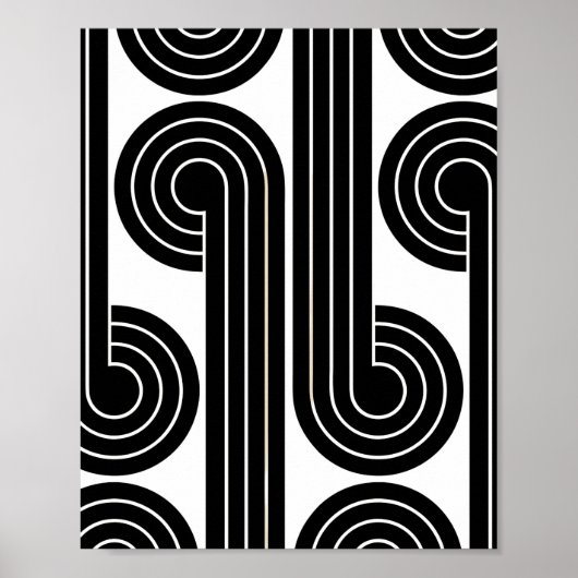 zwarte retro Abstracte lijnen Poster (Voorkant)