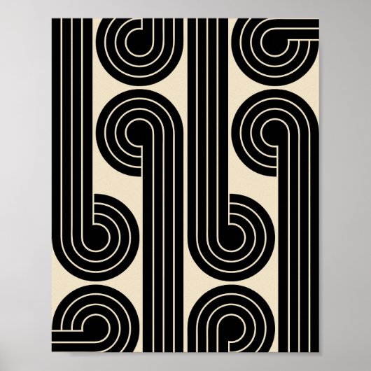 zwarte retro Abstracte lijnen Poster (Voorkant)