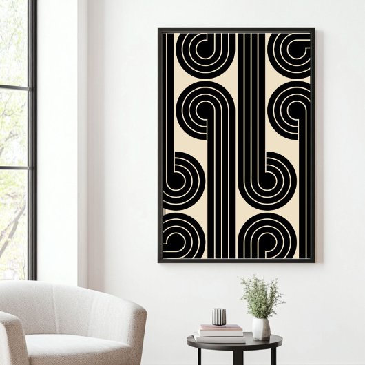 zwarte retro Abstracte lijnen Poster