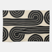 zwarte retro Abstracte lijnen Theedoek (Horizontaal)