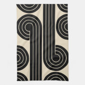 zwarte retro Abstracte lijnen Theedoek (Verticaal)