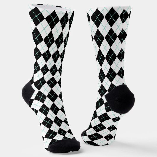 Zwarte Retro Argyle Sokken (Gebogen)
