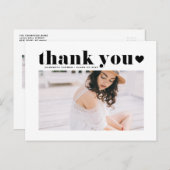 Zwarte Retro Bold Typografie Afstudeer Dank Je Briefkaart (Voorkant / Achterkant)