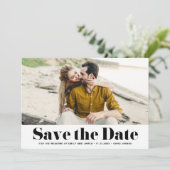 Zwarte Retro Bold Typografie Foto Opslaan Datum Save The Date (Staand voorkant)