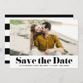 Zwarte Retro Bold Typografie Foto Opslaan Datum Save The Date (Voorkant / Achterkant)