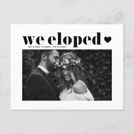 Zwarte Retro Bold Typografie Trouw Elopement Briefkaart
