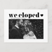 Zwarte Retro Bold Typografie Trouw Elopement Briefkaart (Voorkant)