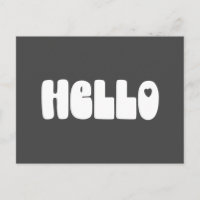 Zwarte Retro Bubble Letter Hallo Hart Groovy