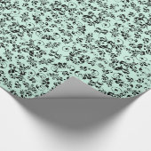 Zwarte Retro  Floral Pattern Wrapping Paper Cadeaupapier (Hoek)