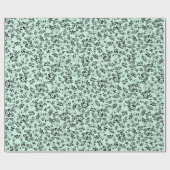 Zwarte Retro  Floral Pattern Wrapping Paper Cadeaupapier (Vlak)
