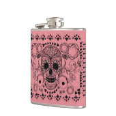 Zwarte Retro Floral Sugar Skull Green Accidents Heupfles (Links)