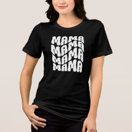 Zwarte Retro Groovy Schattige Mama Moederdag Moede Tri-Blend Shirt