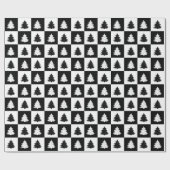 Zwarte Retro Kerstboom Zwarte tartan Plaid Cadeaupapier (Vlak)