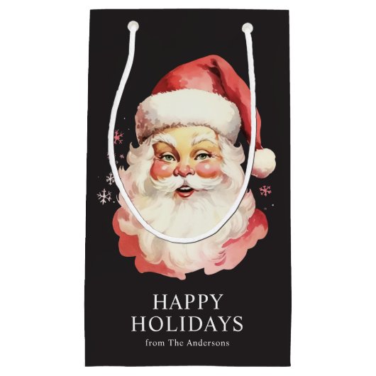 Zwarte  Retro Kerstman Kerst Klein Cadeauzakje (Voorkant)