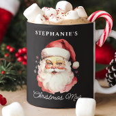 Zwarte Retro Kerstman Kerst Koffiemok