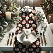 Zwarte  Retro Kerstman Kerst Korte Tafelloper