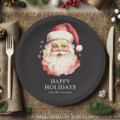 Zwarte  Retro Kerstman Kerst Papieren Bordje