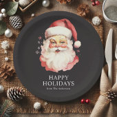 Zwarte  Retro Kerstman Kerst Papieren Bordje