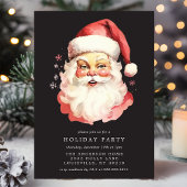 Zwarte  Retro Kerstman Kerstfeest Kaart