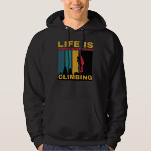 Zwarte Retro Klimmen Wandelcamping Hoodie