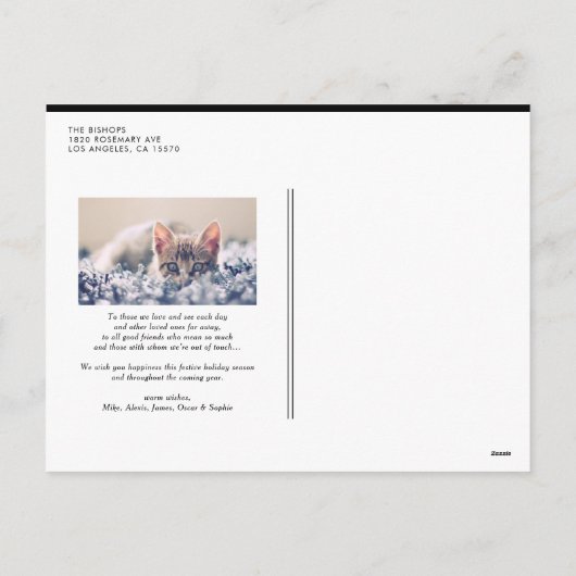 Zwarte Retro Krachtige Typografie Foto Prettig Ker Feestdagenkaart (Achterkant)