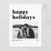 Zwarte Retro Krachtige Typografie Foto Prettig Ker Feestdagenkaart (Voorkant)