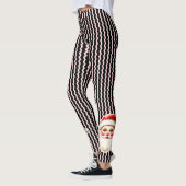 Zwarte Retro Santa Claus Black Ric Race Kerstmis Leggings (Links)