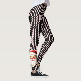 Zwarte Retro Santa Claus Black Ric Race Kerstmis Leggings