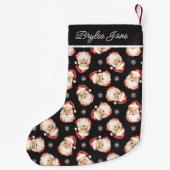 Zwarte Retro Santa Claus Gepersonaliseerd Kleine Kerstsok (Achterkant)
