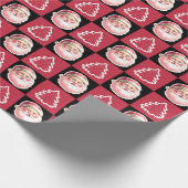 Zwarte Retro Santa Claus Kerstboom Plaid Cadeaupapier (Hoek)