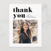 Zwarte Retro Typografie Foto Afstuderen Dank u Briefkaart (Voorkant)